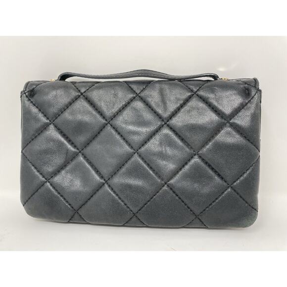 Michael Kors Black Quilted Leather Clutch Purse Wallet Top‎ Handle 9" X 6" RARE - Picture 2 of 14